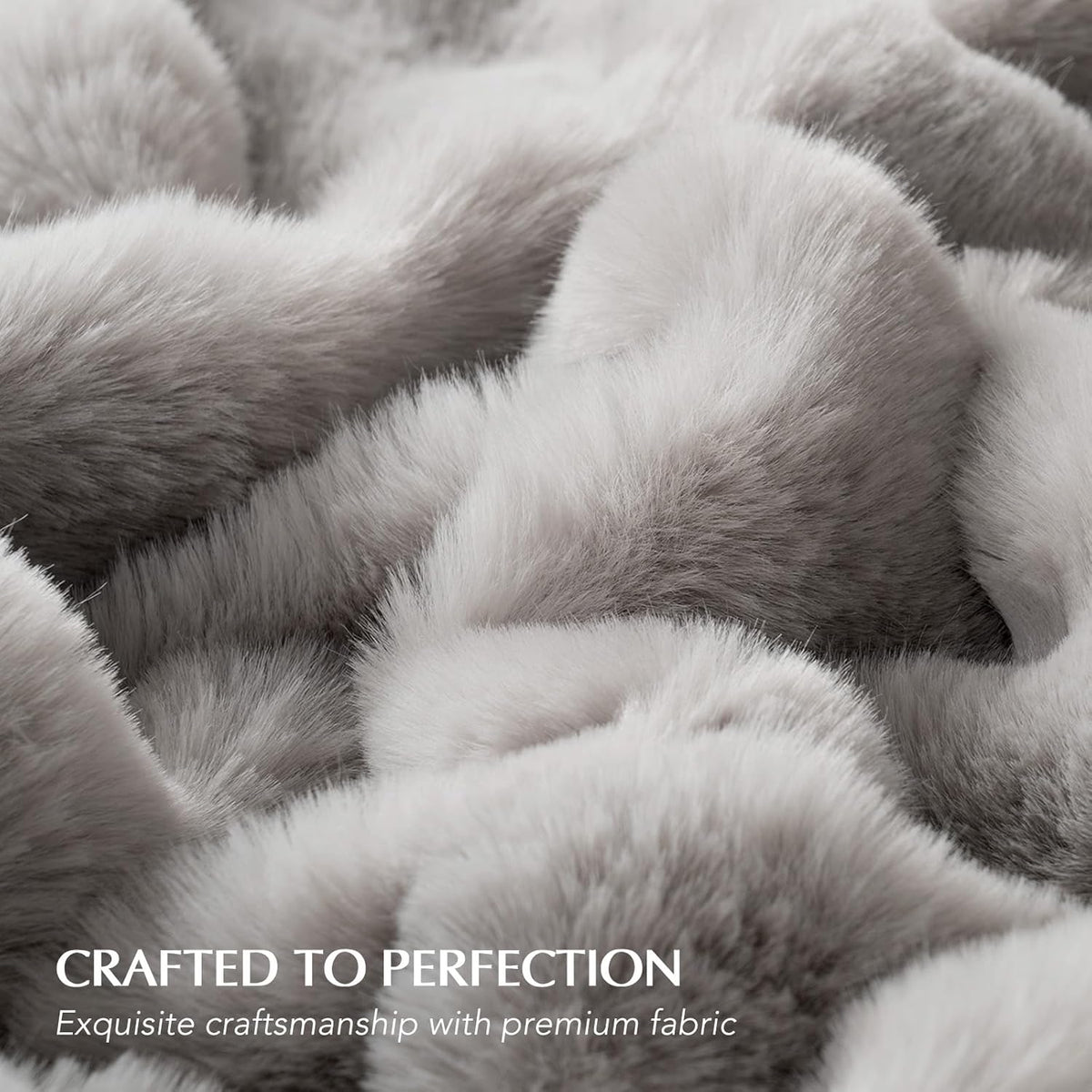 EVERGRACE Ultra Soft Luxury Fluffy Ridgeline Faux Rabbit Fur Throw Blanket, Thick Warm Bubble Throw