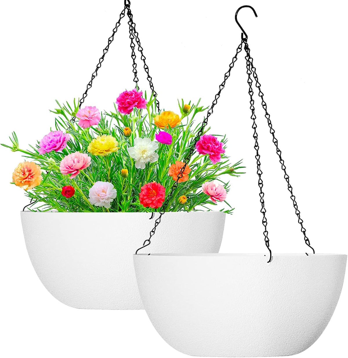 WOUSIWER 13 inch 2Pack Large Hanging Planters for Outdoor Indoor Plants with Drainage Holes and