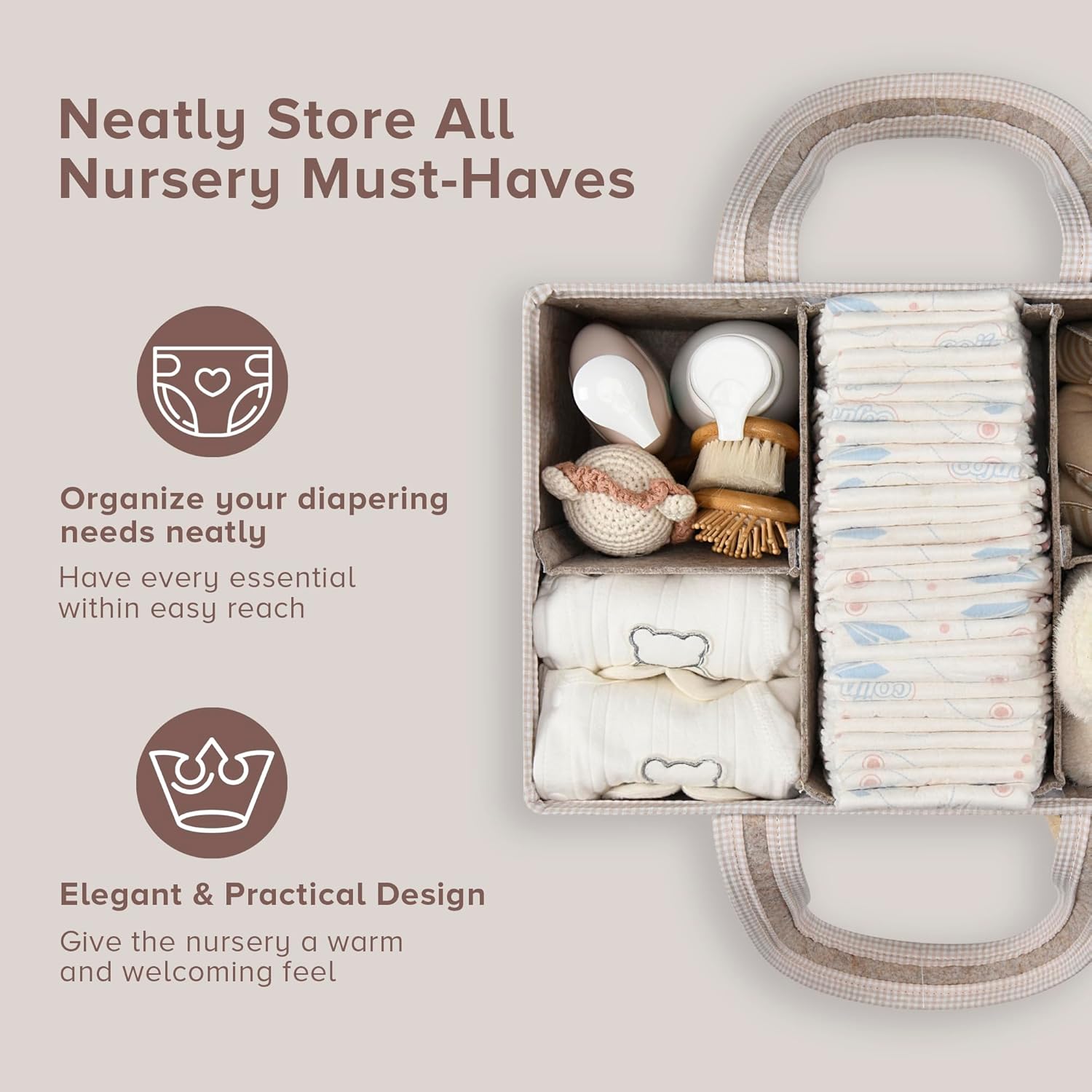 PeraBella XL Diaper Caddy Organizer With Handle, Baby Shower Gifts Basket Bag, Registry Search Must