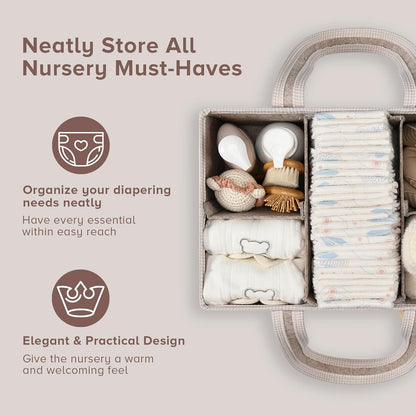PeraBella XL Diaper Caddy Organizer With Handle, Baby Shower Gifts Basket Bag, Registry Search Must