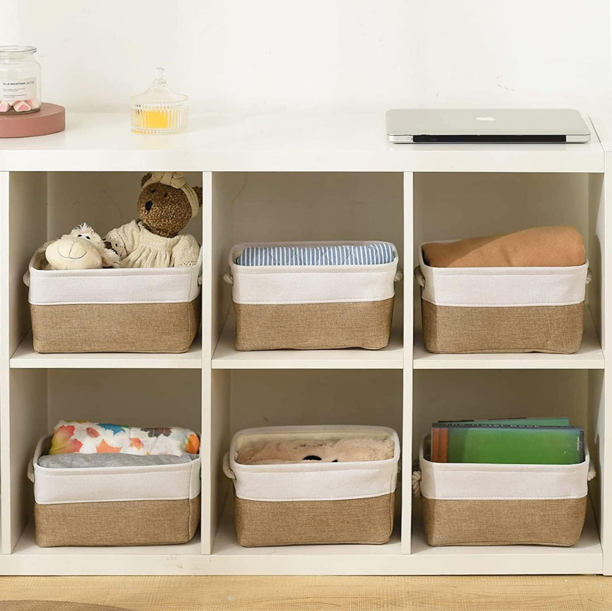 Small Baskets for Organizing, [6 PCS] Collapsible Storage Baskets for Shelves, Storage Bins Boxes