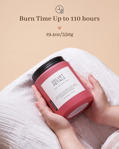 M&SENSE Velvet Petals Large Soy Candles for Home Scented, Organic Natural Soy Wax 19.4oz 110 Hour