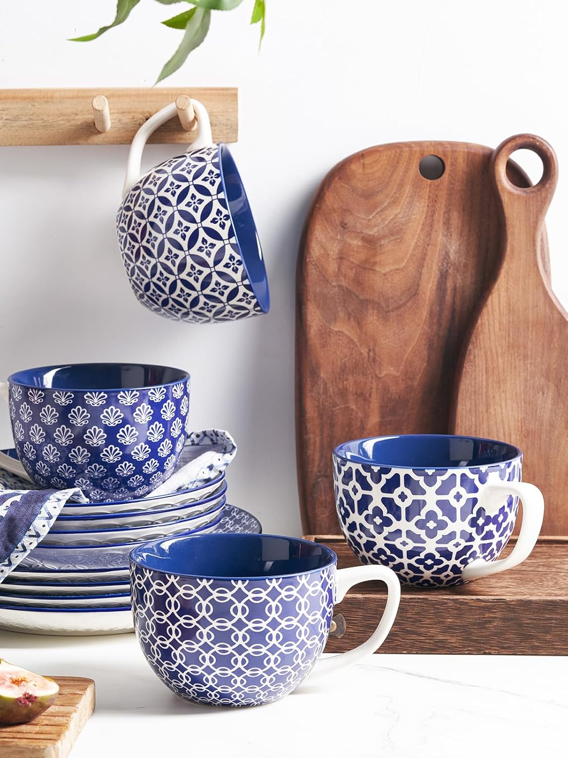 DOWAN Coffee Mugs Set of 4, 24 oz Large Coffee Mugs, Jumbo Soup Mugs With Handles, Ceramic Coffee