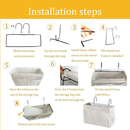 Bedside Caddy, Bedside Hanging Storage Organizer for College Dorm Bed, Bunk and Hospital Beds, Can