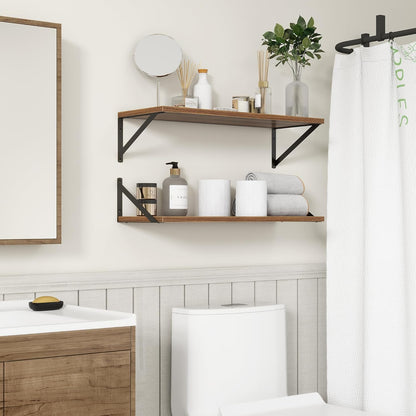 Fun Memories 27.5" W x10 D Floating Shelves, Large Wall Shelves 27.5 Inch Long, Set of 2, Farmhouse