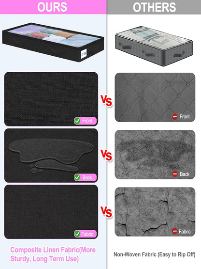 punemi Under Bed Storage Containers, Below 4 Inches Tall Low Profile Foldable Under Bed Storage,No