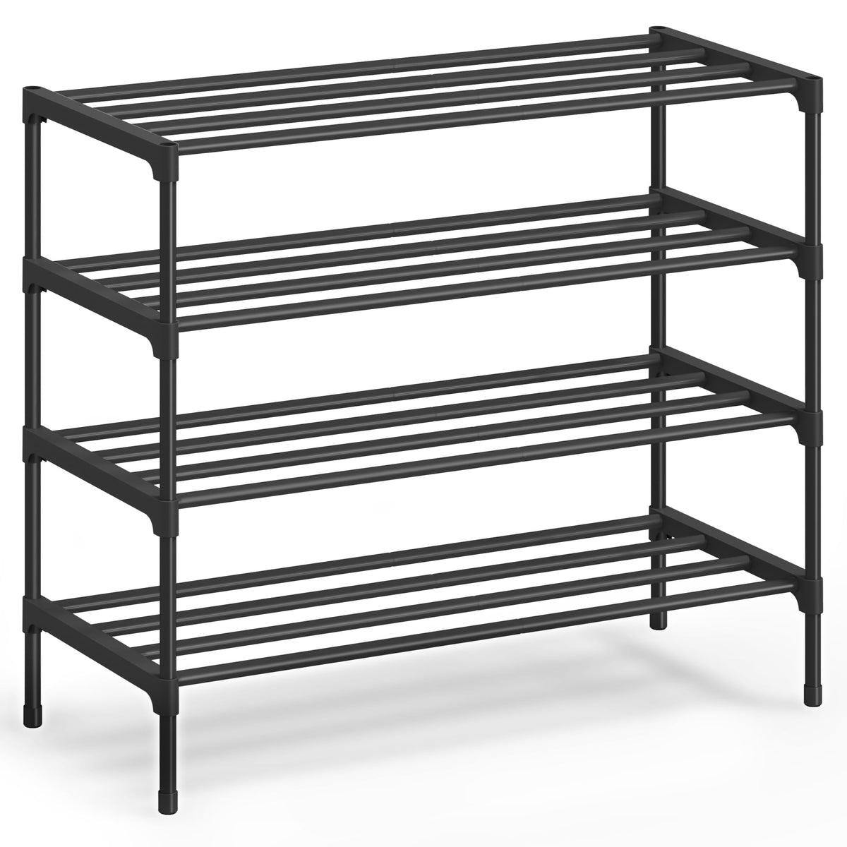 SONGMICS 4-Tier Shoe Rack, Stackable Compact Metal Shoe Storage Organizer