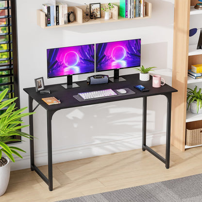PayLessHere | 47 Inch Computer Desk | Black | Office Desk with Metal Frame, Adjustable Feet |
