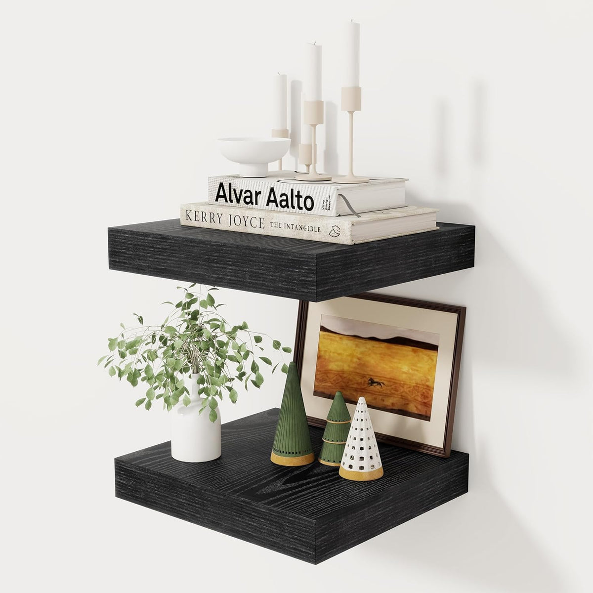 Fun Memories 12 Inch Floating Shelf, Rustic Wood Wall Shelves for Wall Decor & Storage, 12 x 12