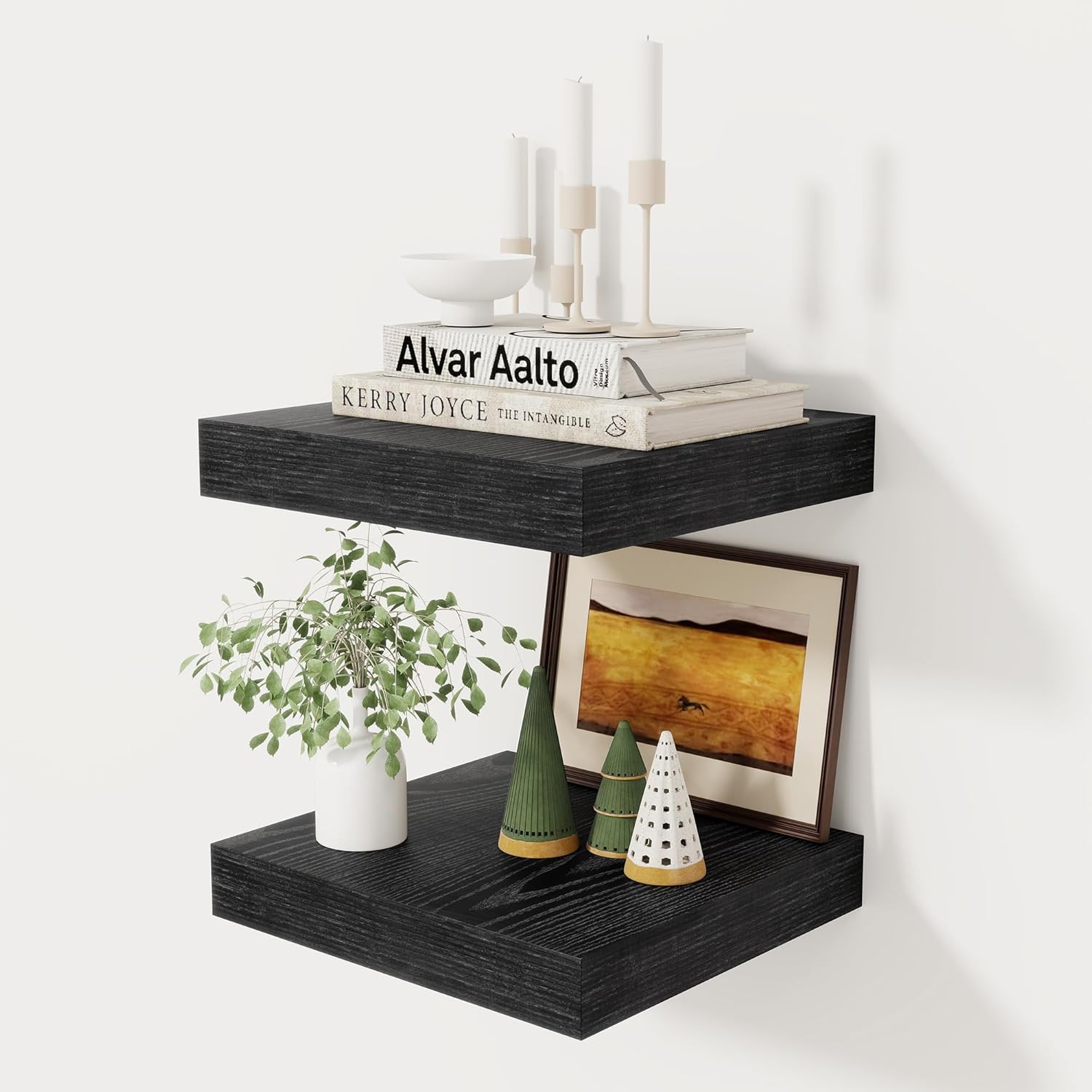 Fun Memories 12 Inch Floating Shelf, Rustic Wood Wall Shelves for Wall Decor & Storage, 12 x 12