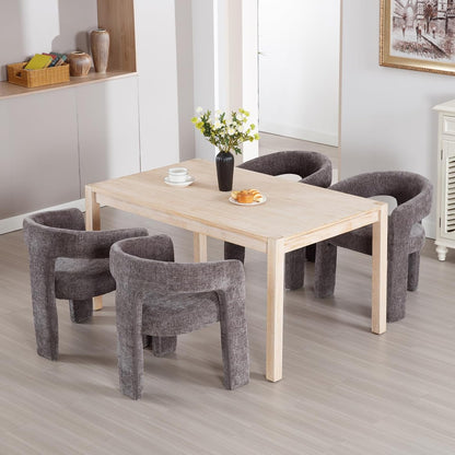 Charcoal Grey Chenille Dining Chairs Set of 2, Modern Barrel Dining Room Chairs Upholstered Accent