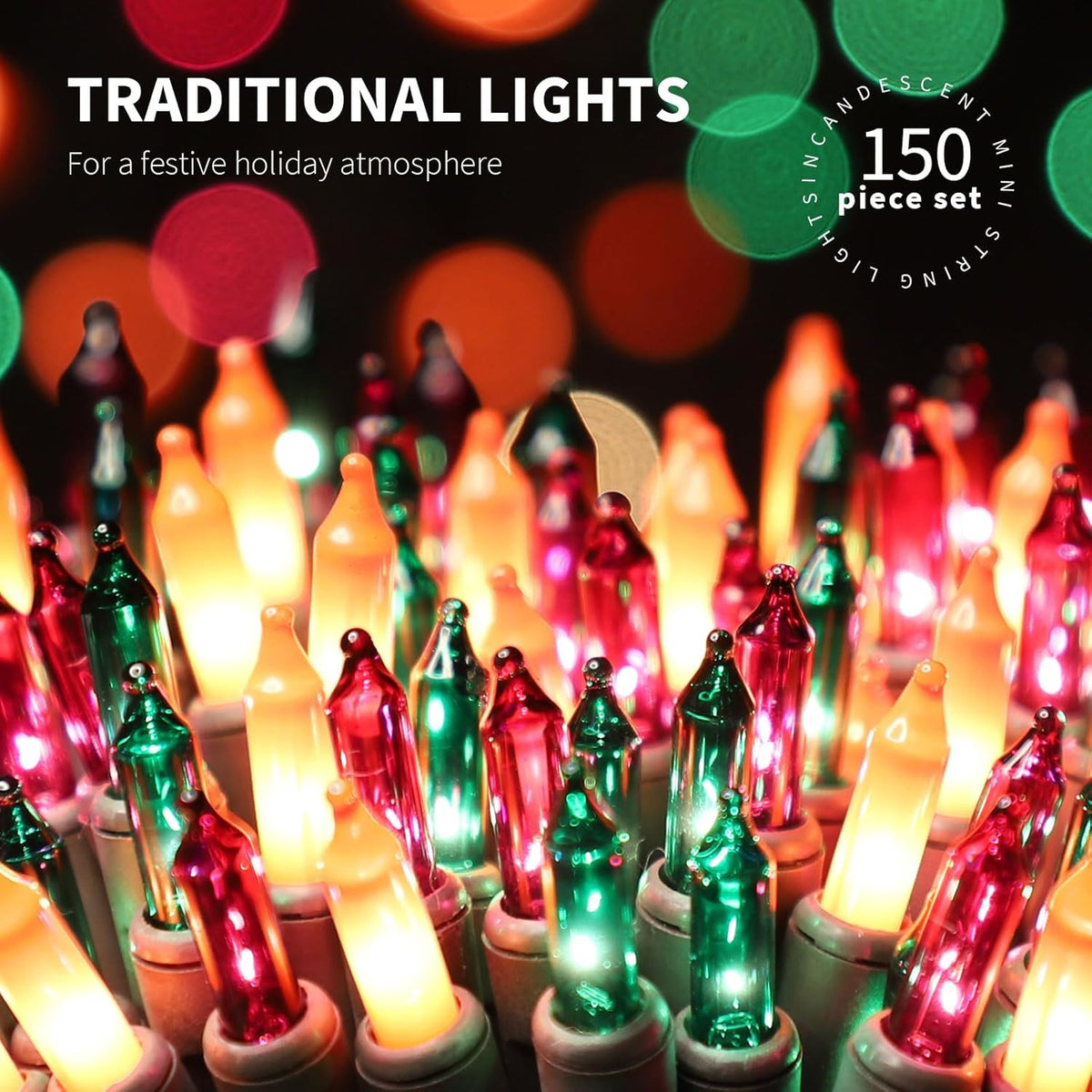 150LIGHTS Orange Purple and Green Extra-Bright with End Connectors Halloween Decorative Lights