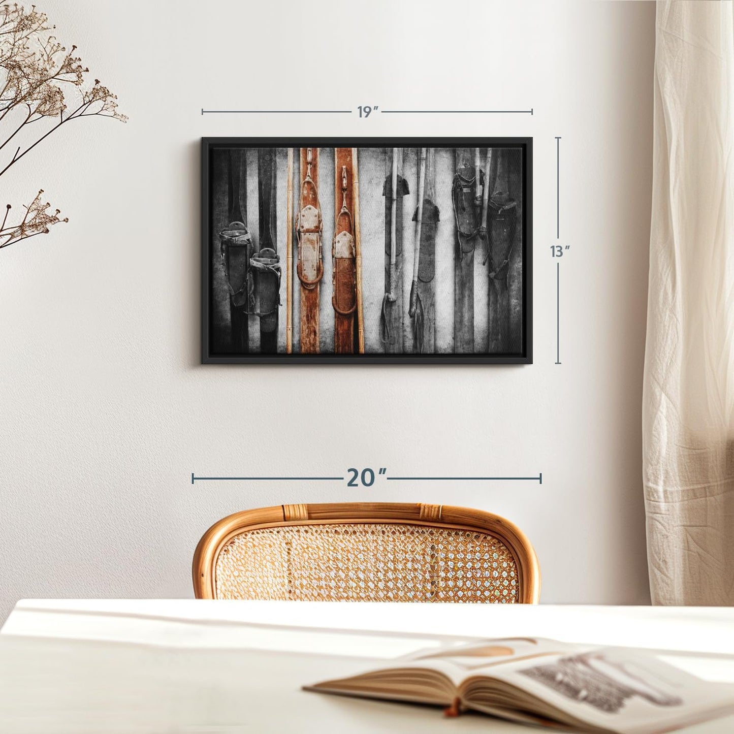 ElephantStock Ski Collection Wall Art - Horizontal Framed Canvas - 1-Piece Bathroom Wall Decor