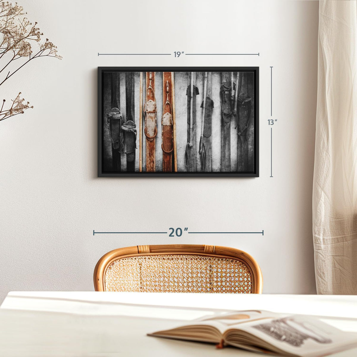 ElephantStock Ski Collection Wall Art - Horizontal Framed Canvas - 1-Piece Bathroom Wall Decor