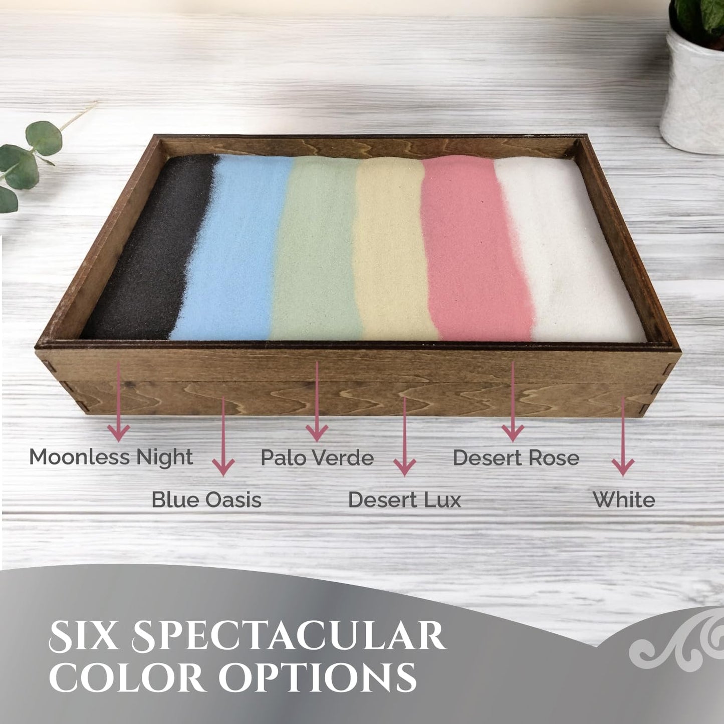 Wooden Stackable Zen Garden | Palo Verde Sand with Rake & Accessories | Minimalist Decor for