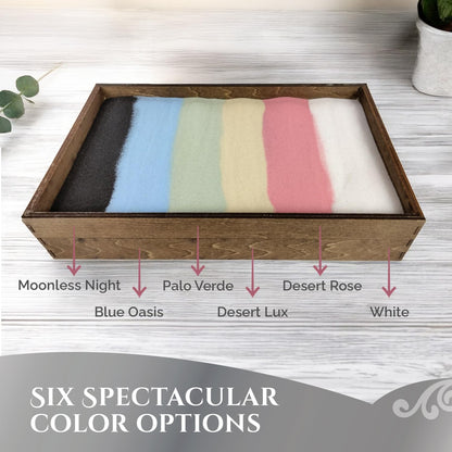 Wooden Stackable Zen Garden | Moonless Night Sand with Rake & Accessories | Minimalist Decor Gift