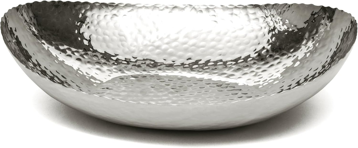 Monarch Abode Hand Hammered Decorative Bowl for Home Decor, 12.75-Inch Polished Stainless Steel