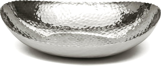 Monarch Abode Hand Hammered Decorative Bowl for Home Decor, 12.75-Inch Polished Stainless Steel