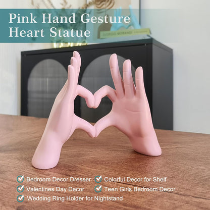 Accessoryway Pink Heart Hands Sculpture Decor - Valentines Day Decorations for Living Room