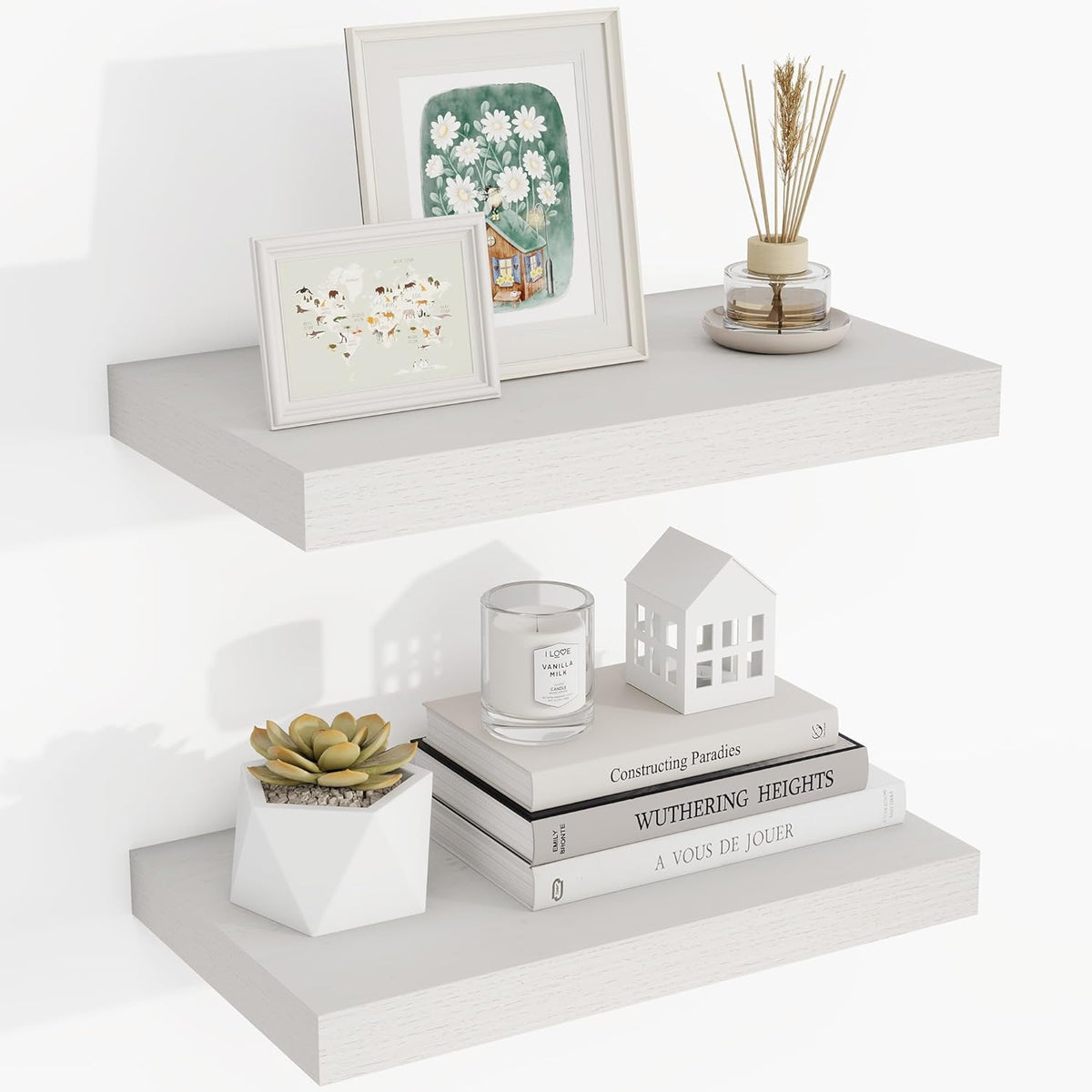 16 Inch Floating Shelves, 16"x9.25"x1.5" Inch Deep Floating Shelves for Wall, Wooden Shelves for