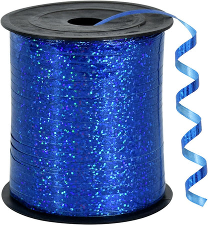 BEISHIDA 500 Yards Blue Crimped Curling Ribbon Balloon String, Shiny Metallic Ribbon Roll for Gift