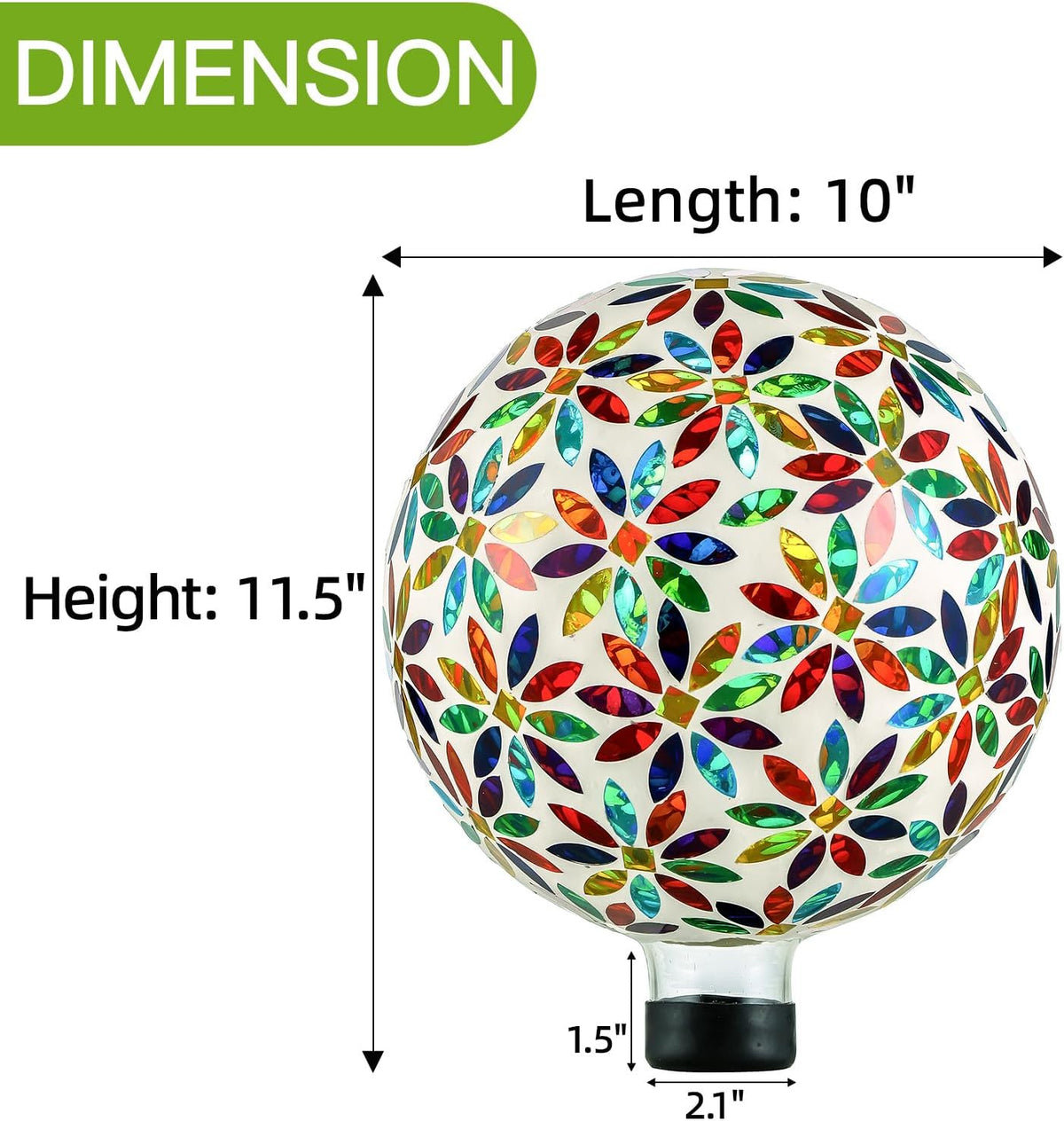VOREEN Mosaic Glass Gazing Ball Outdoor Gazing Globe, Reflective Ball Yard Decoration for Homes