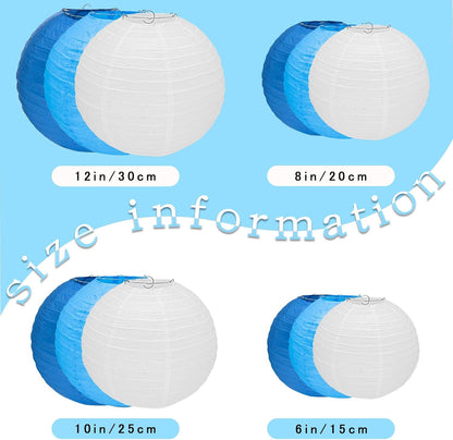 12Pcs Round Paper Lanterns Assorted Sizes (6" 8" 10" 12") for Home Decor, Restaurant, Church