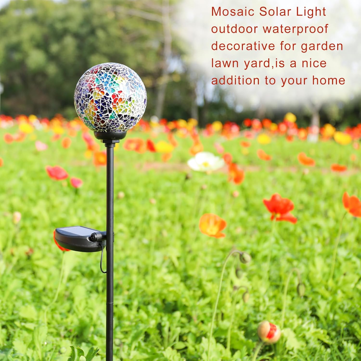 VCUTEKA Solar Path Lights Outdoor Decorative - Mosaic Solar Garden Stakes Light Waterproof LED