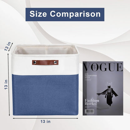 13x13 Cube Storage Bins, Collapsible Fabric Storage Box, 4 Pack Closet Baskets with Handles for