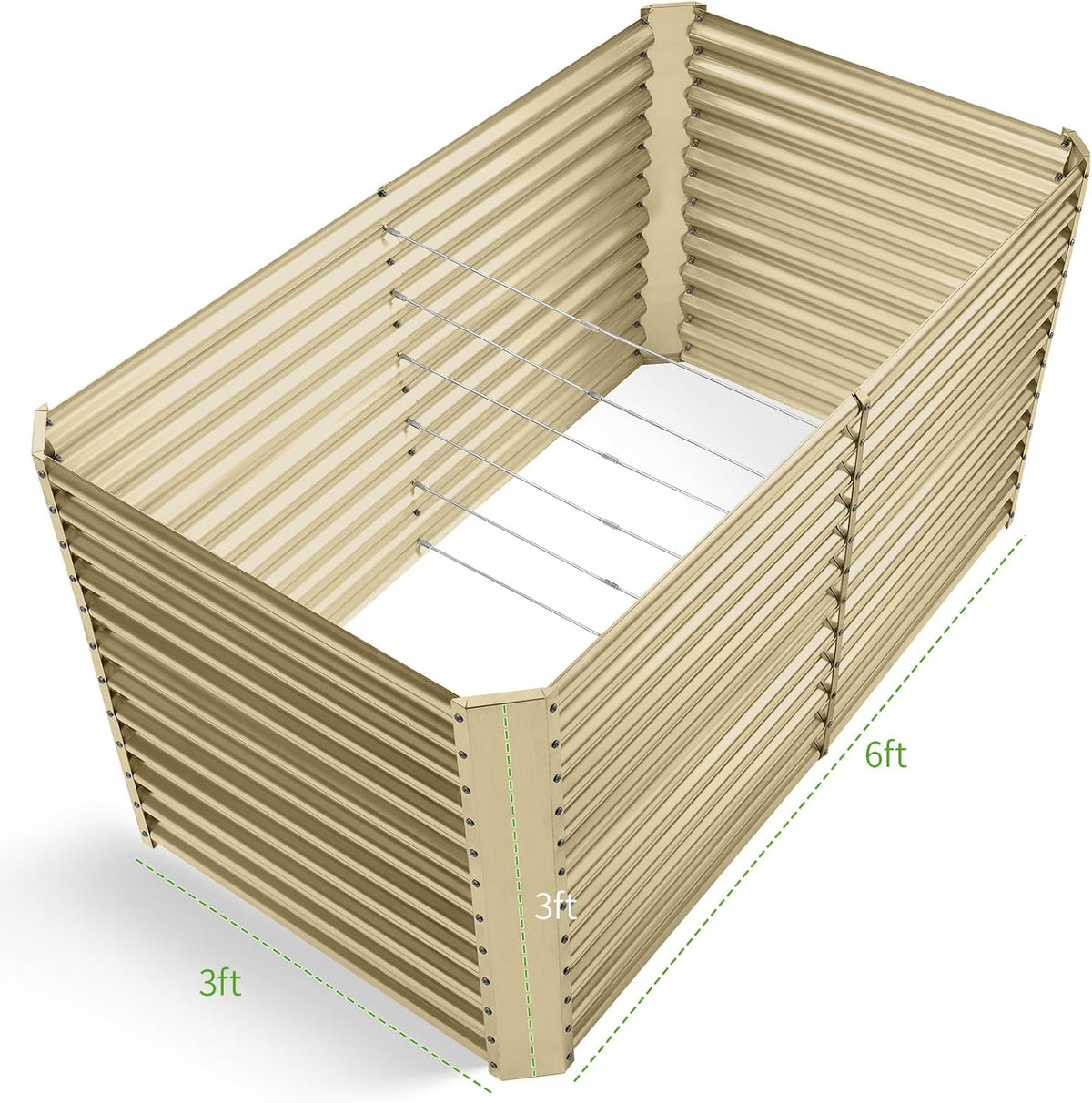 Land Guard 6x3x3ft Rectangular Galvanized Raised Garden Beds, Large-Capacity Metal Planter Box