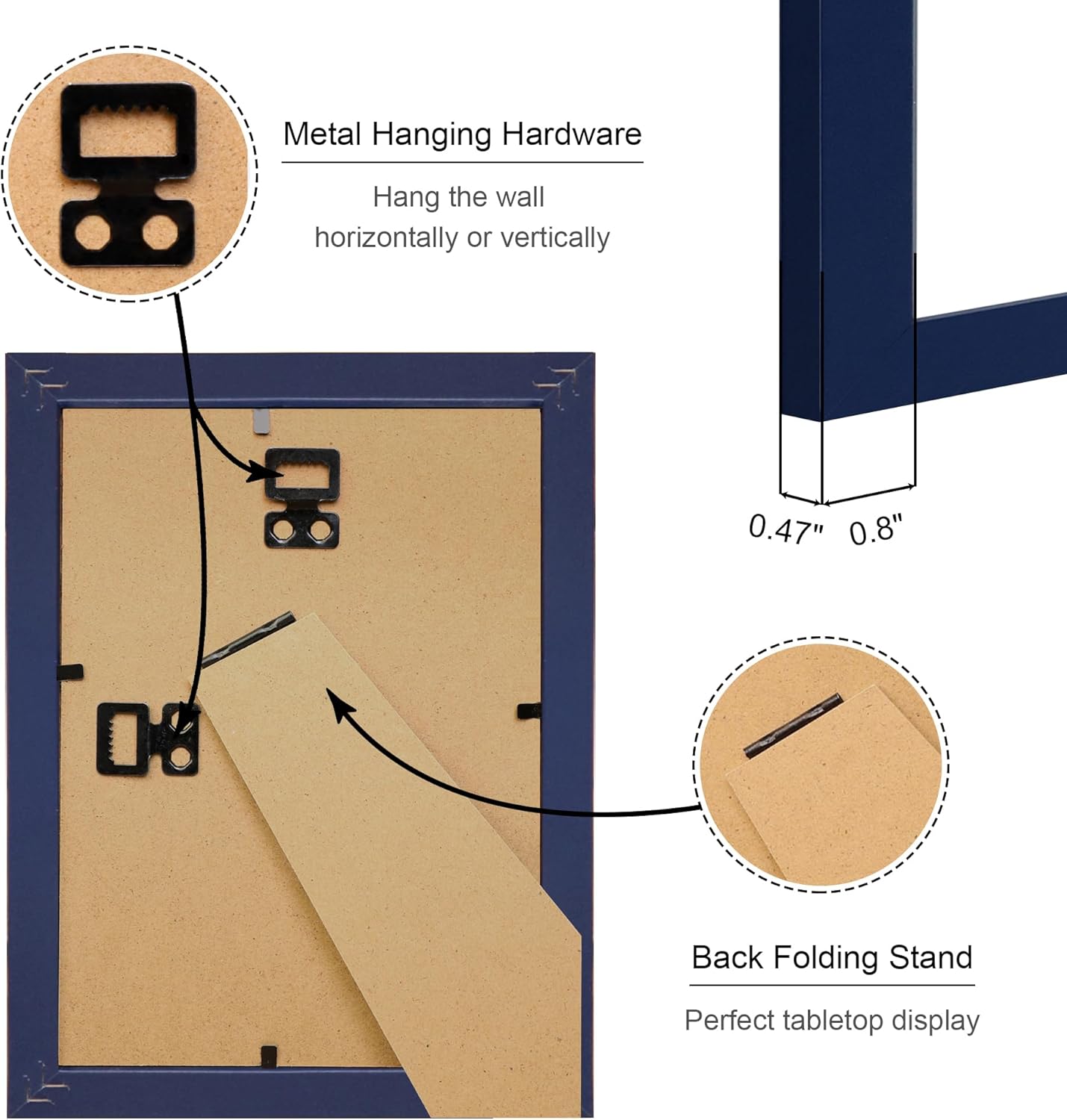 5x7 Picture Frame Set of 4, 5 x 7 Wood Photo Frames with Mat for 4x6, Natural Wooden Frame with
