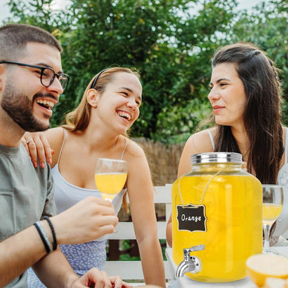 DD&HAPP Glass Beverage Dispenser With Stainless Steel Spigot,1.2 Gallon Mason Jar Drink