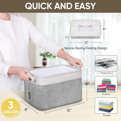 BALEINE 4 Pack Fabric Storage Bins for Shelves, Linen Storage Baskets for Organizing, Decorative