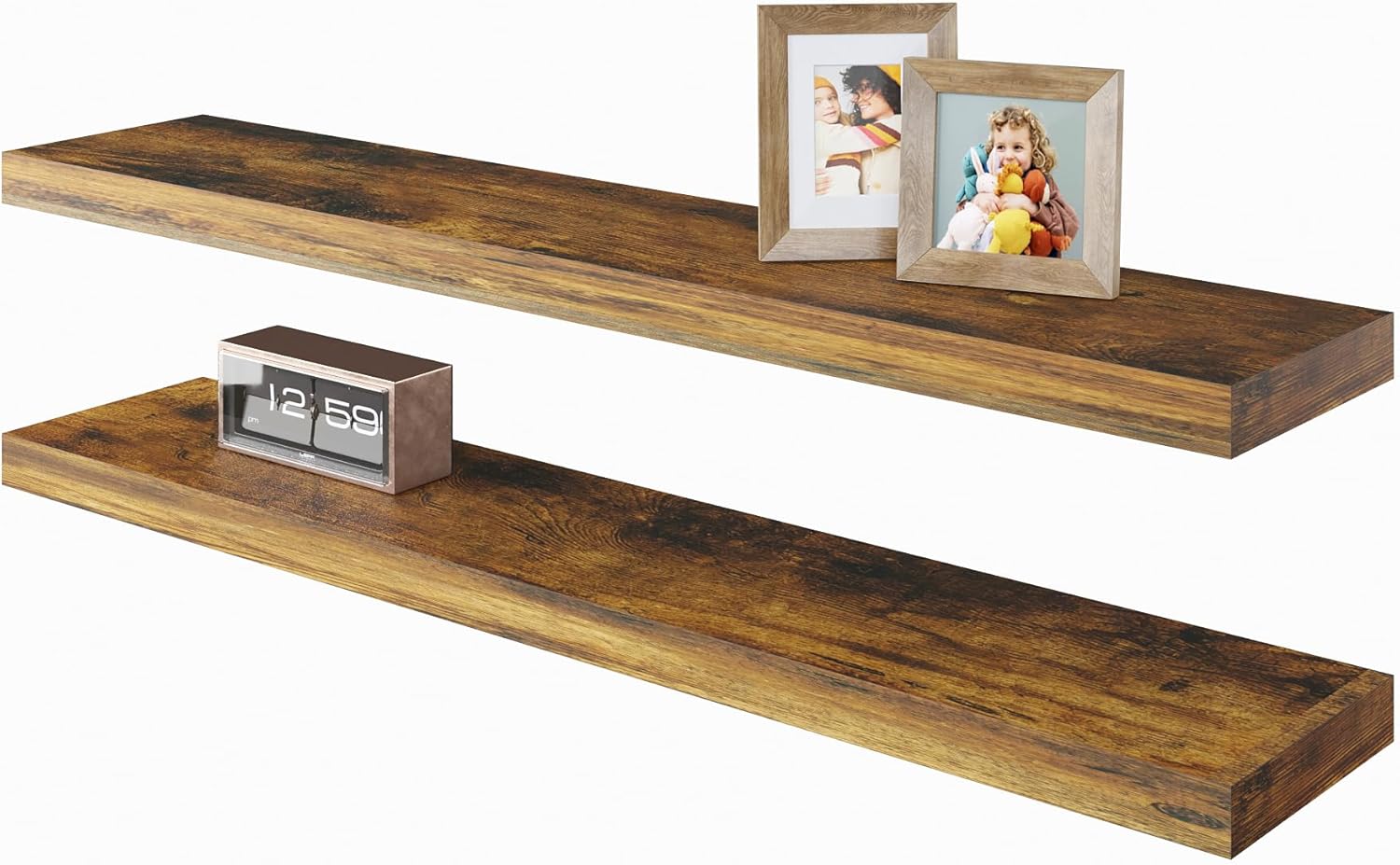 BAMEOS Floating Shelves,40 in W x 7in D Wall Mounted Wooden Shelves with Invisible Brackets Set of