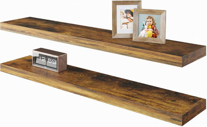 BAMEOS Floating Shelves,40 in W x 7in D Wall Mounted Wooden Shelves with Invisible Brackets Set of