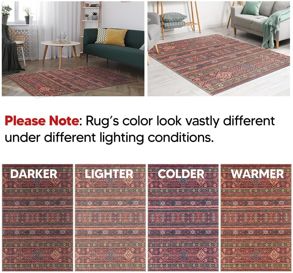 Keen Home Design 9x12 Rug - Machine Washable Area Rug with Non-Slip Backing, Ideal for Living Room