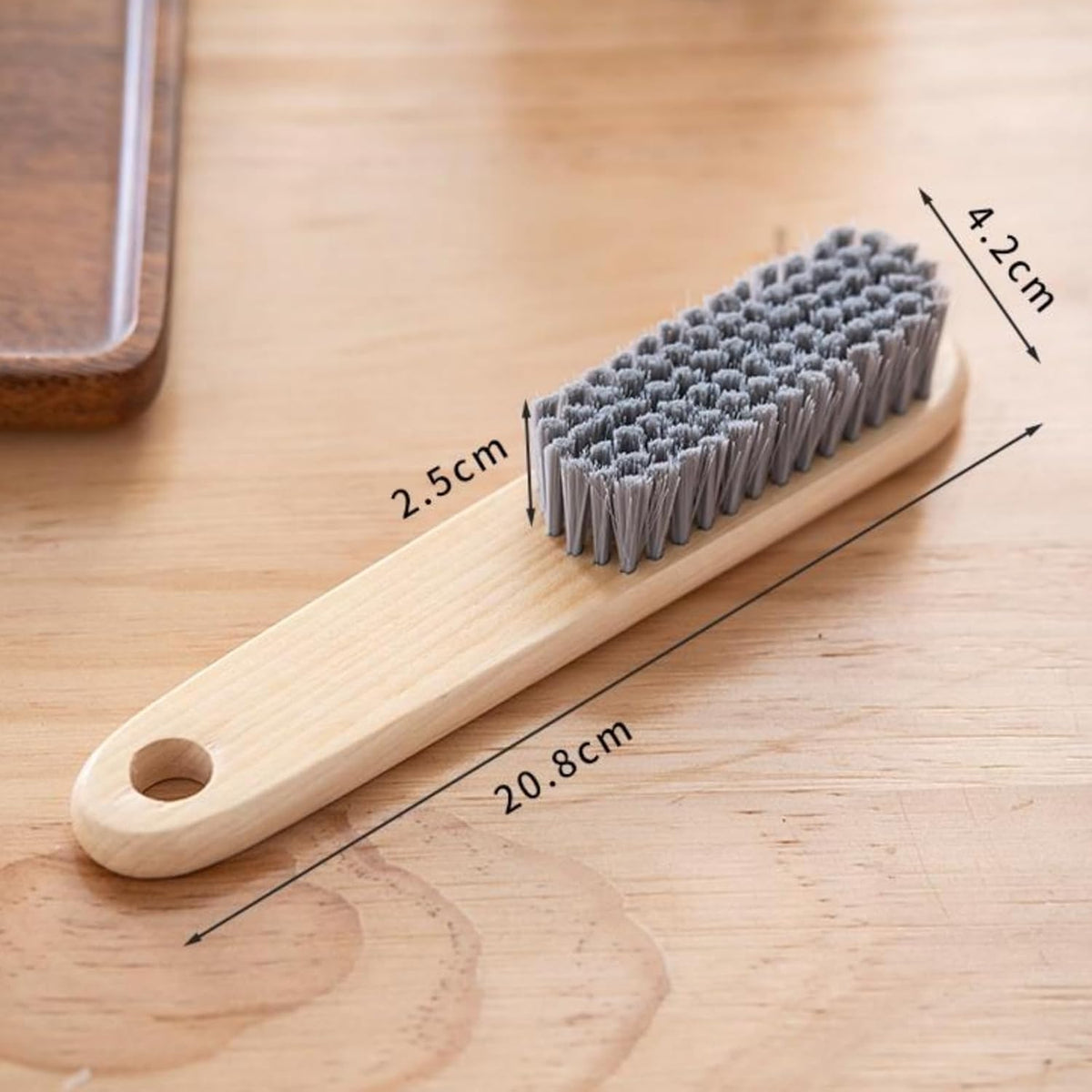 2PCS Wood Laundry Brush, Long Handle Clothing Stain Remover Scrubber, Soft Bristle for Scrubbing