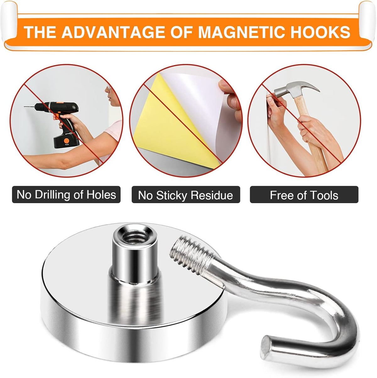 MIKEDE Magnetic Hooks Heavy Duty, 40 Lbs Magnet with Hooks for Cruise Cabins, Strong Magnets