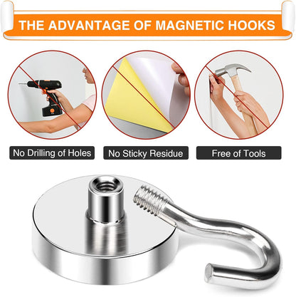 MIKEDE Magnetic Hooks Heavy Duty, 40 Lbs Magnet with Hooks for Cruise Cabins, Strong Magnets
