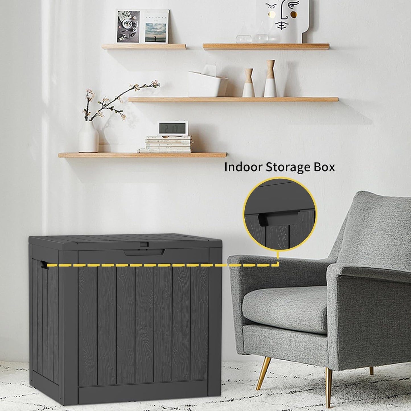 30 Gallon Resin Deck Box,Lockable Outdoor Storage Box for Patio Cushions Storage Furniture,Garden