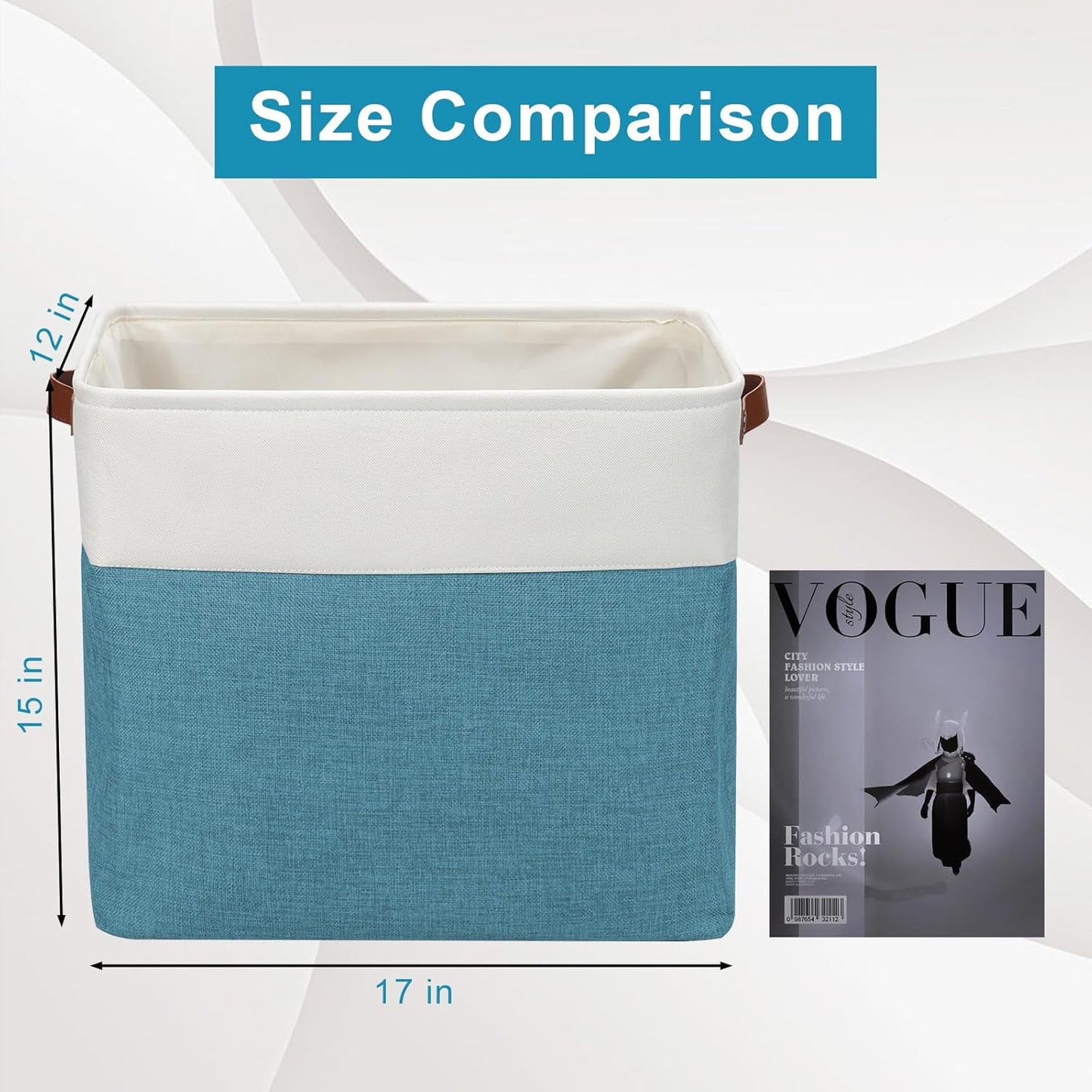 Large Fabric Storage Baskets | 50L Storage Bins, Decorative Linen Closet Baskets with Handles for