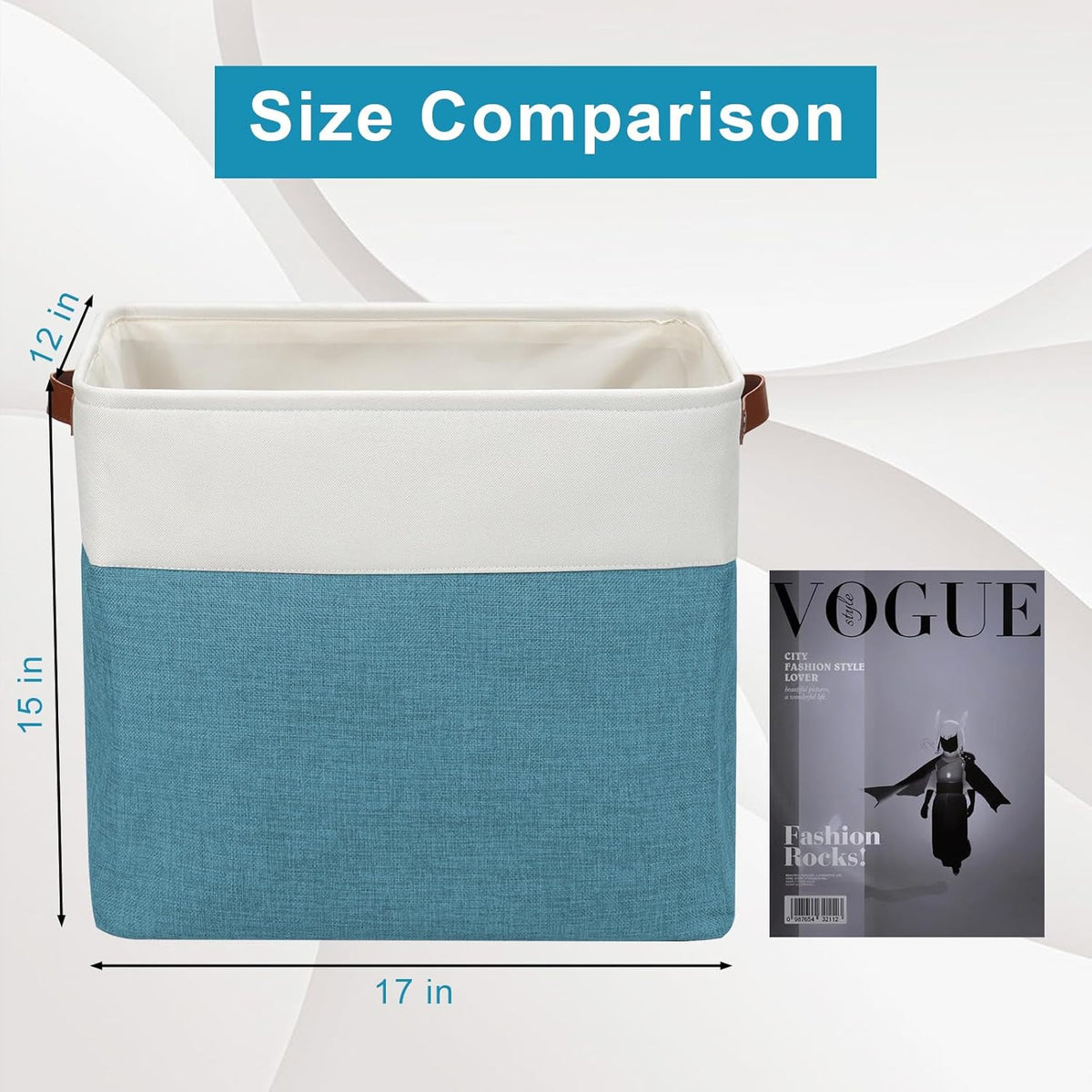 Large Fabric Storage Baskets | 50L Storage Bins, Decorative Linen Closet Baskets with Handles for