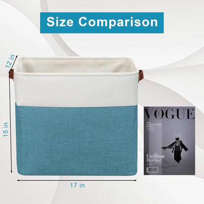 Large Fabric Storage Baskets | 50L Storage Bins, Decorative Linen Closet Baskets with Handles for