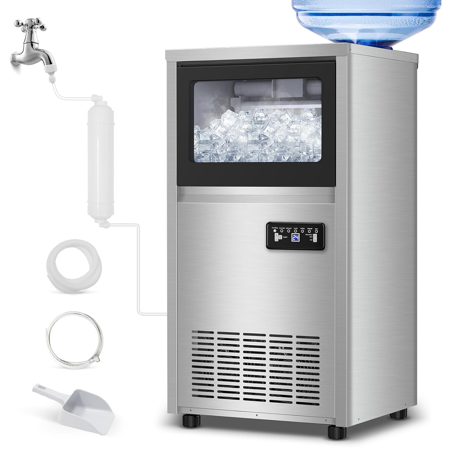 Ice Machine Commercial Ice Maker Machine, 150 Lbs /24H, 30 lbs Bin, Under Counter Built-in or