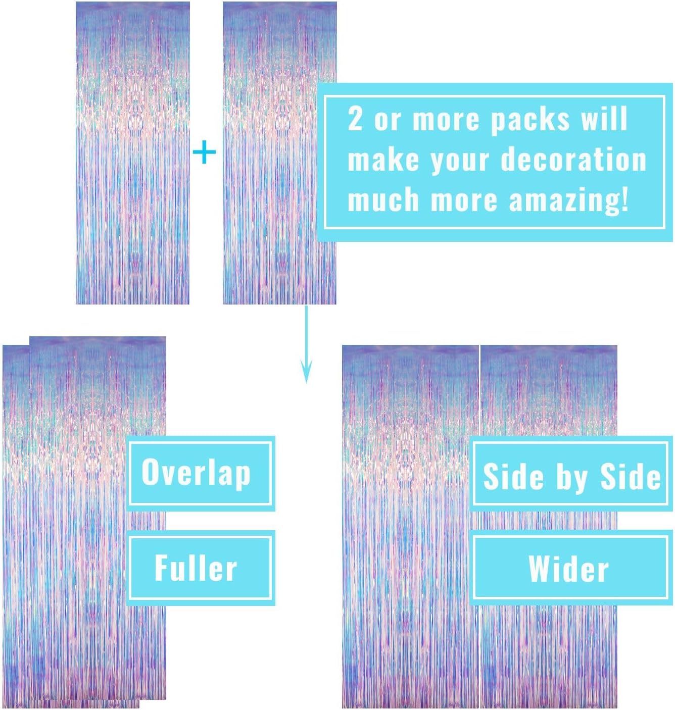 GOER 3.2 ft x 6.5 ft Metallic Tinsel Foil Fringe Curtains Party Photo Backdrop Party Streamers for