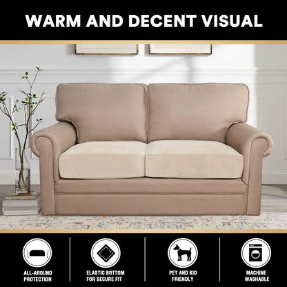 PrinceDeco Velvet Couch Cushion Cover Stretch Sofa Seat Covers Washable Cushion Slipcover for Chair