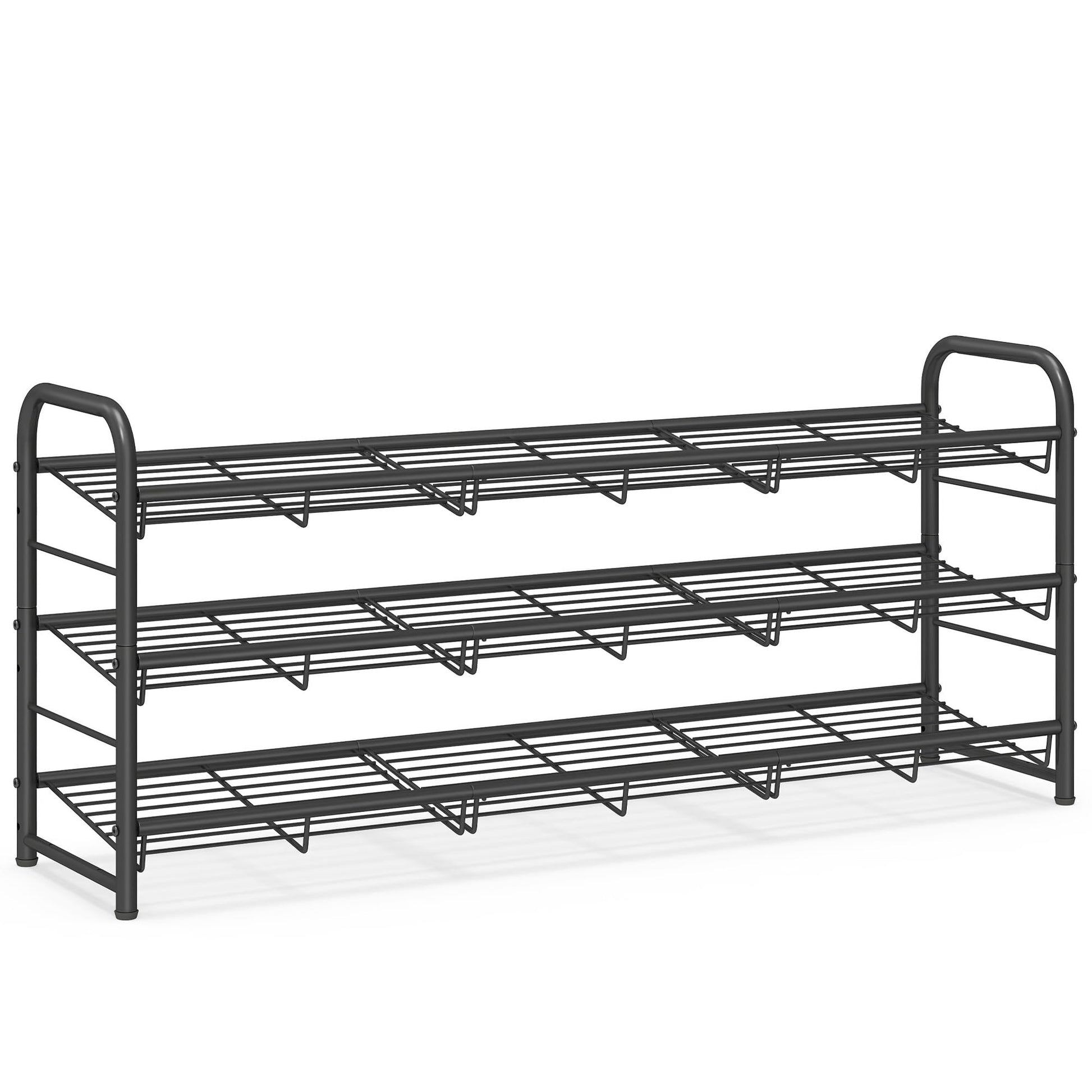 SONGMICS Stackable Shoe Rack, 3 Tier Metal Shoes Rack Storage Shelf, Holds up to 15 Pairs