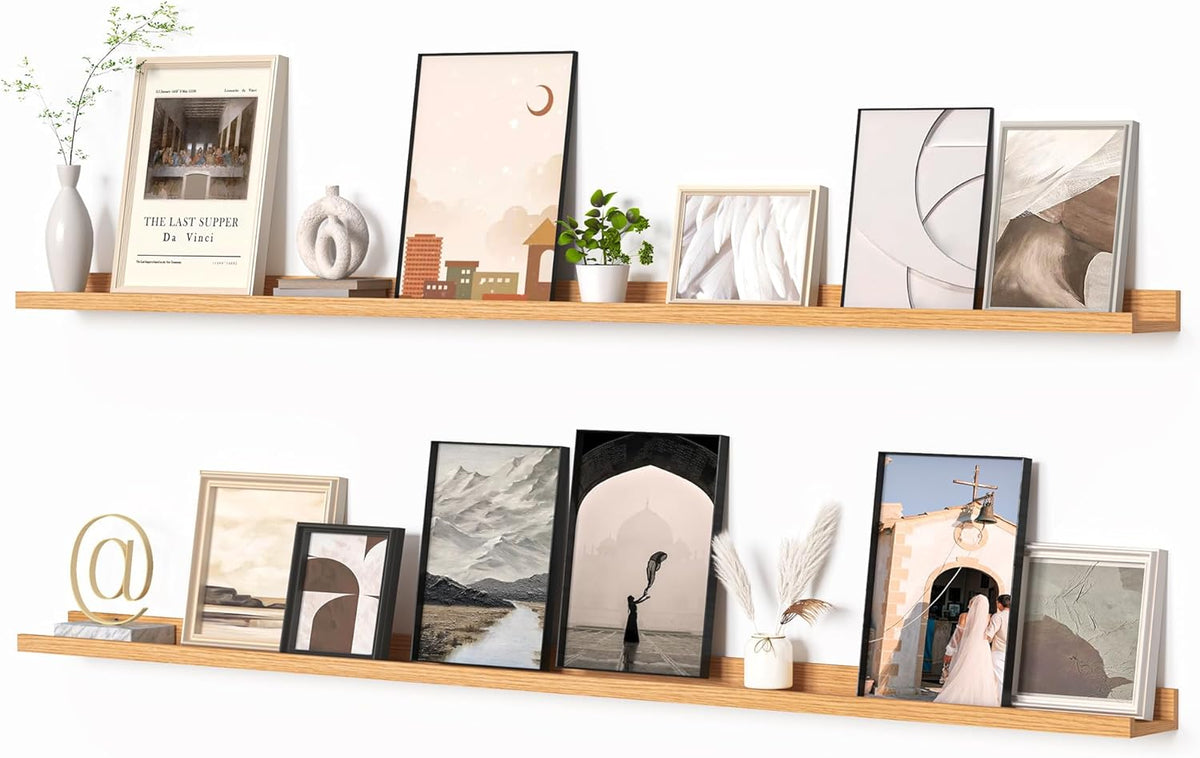 Heimlove Picture Ledge Shelf, Floating Shelves Set of 2, 72 Inches Long Large Picture Shelf for