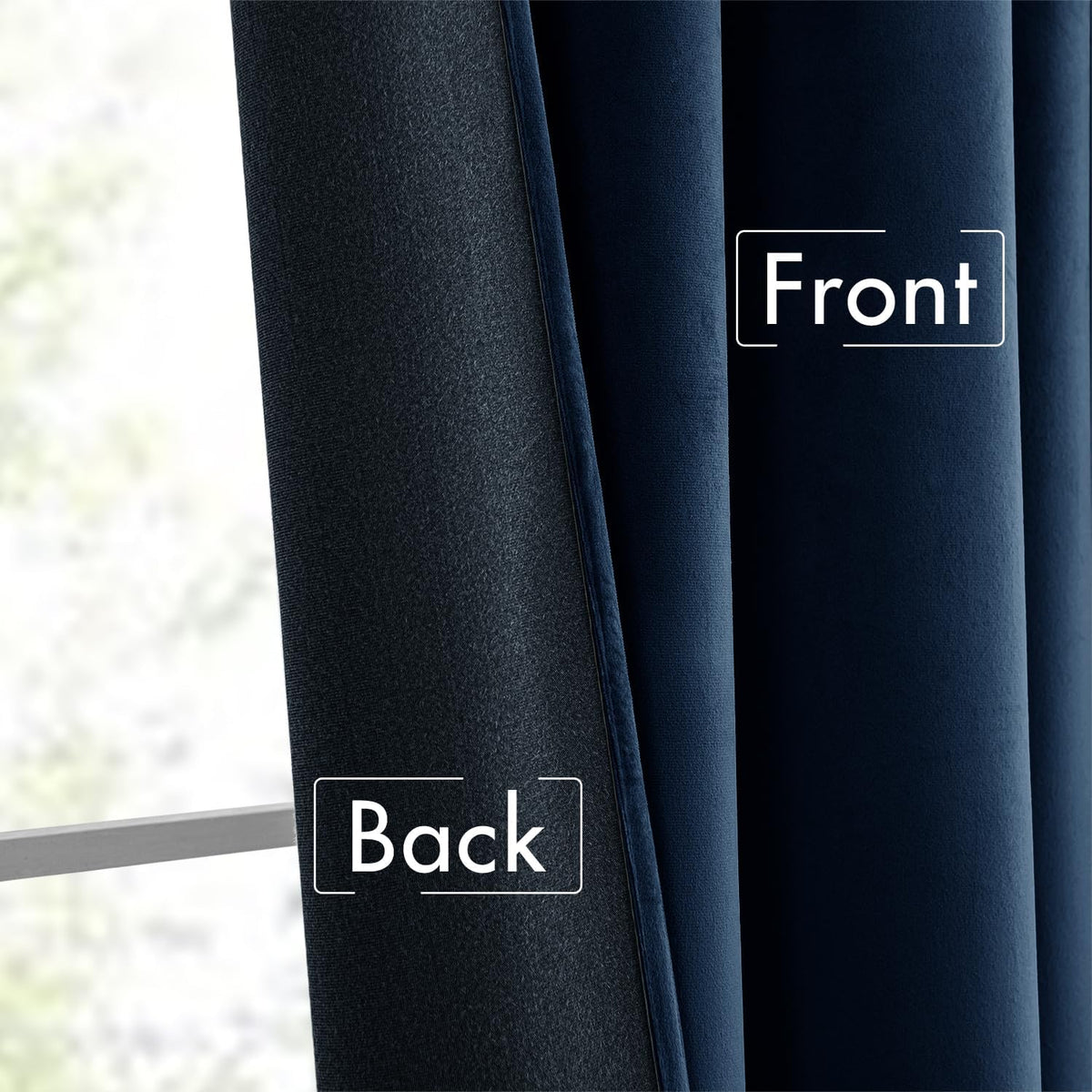 MIULEE Navy Blue Velvet Curtains 108 inches Long 2 Panels - Luxury Pinch Pleated Room Darkening