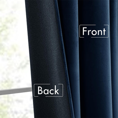 MIULEE Navy Blue Velvet Curtains 84 inches Long 2 Panels - Luxury Pinch Pleated Room Darkening
